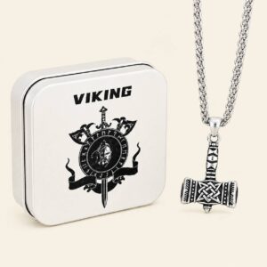 Colgante Mjolnir de Thor con nudo celta en acero inoxidable 316L con caja