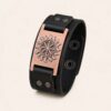 Pulsera Vikinga de Cuero con Símbolo Solar Nórdico