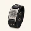 Pulsera Vikinga de Cuero con Símbolo Solar Nórdico