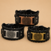 Pulsera Vegvísir de Cuero Unisex – Brazalete Vikingo Ajustable