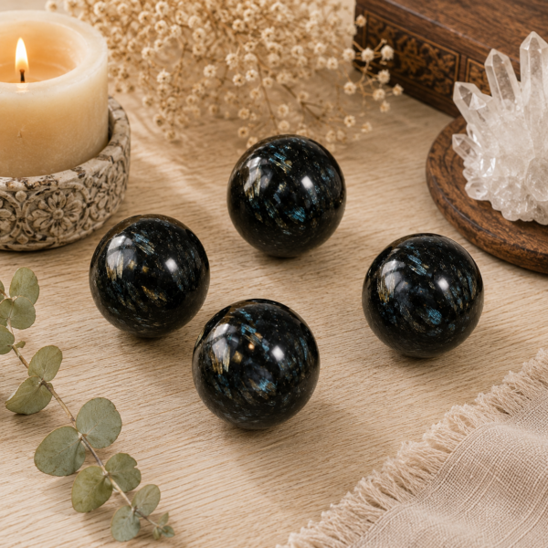 Esfera de Astrofilita Natural 6 cm – Mineral raro de transformación y luz interior
