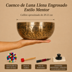 Cuenco Tibetano Full Moon Engrosado 20-21 cm con Símbolo Shòu – Hecho a Mano en Nepal | Legado Místico