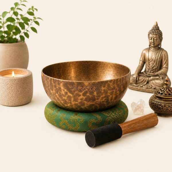 Cuenco tibetano Full Moon de 21 cm zen Cuenco tibetano Full Moon de 21 cm con el mantra OM MANI PADME HUM