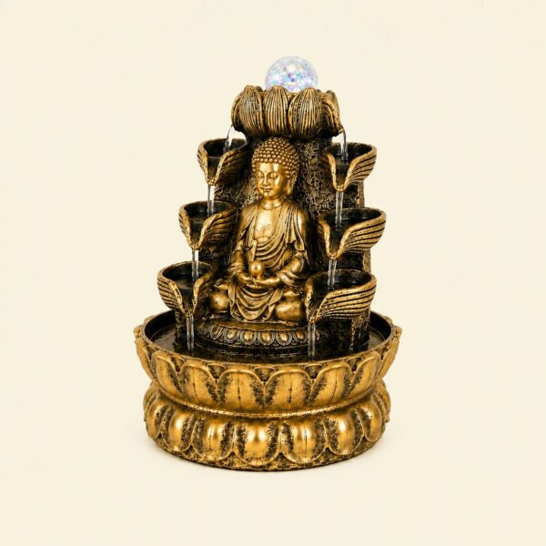 Fuente zen Buda cascada con suave movimiento de agua y efecto relajante