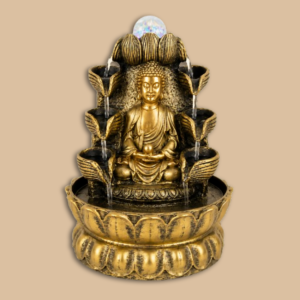 Fuente Zen con Estatua de Buda y Bola Feng Shui – Cascada Decorativa de Agua