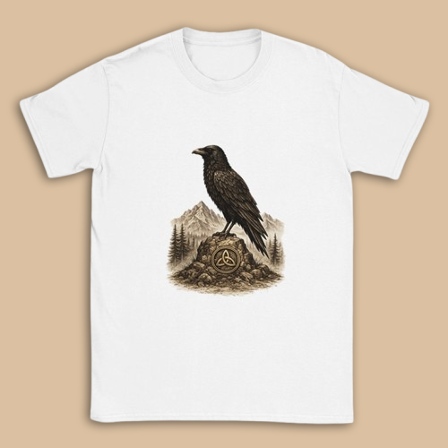 Camiseta Vikinga Raven Unisex – Cuervo Nórdico con Triqueta Celta