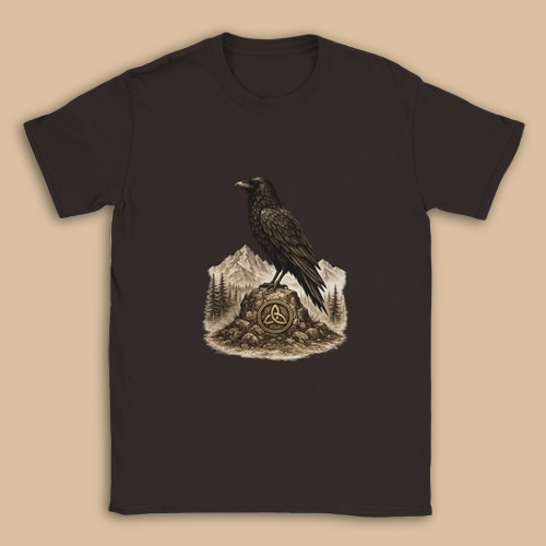 Camiseta Vikinga Raven Unisex – Cuervo Nórdico con Triqueta Celta