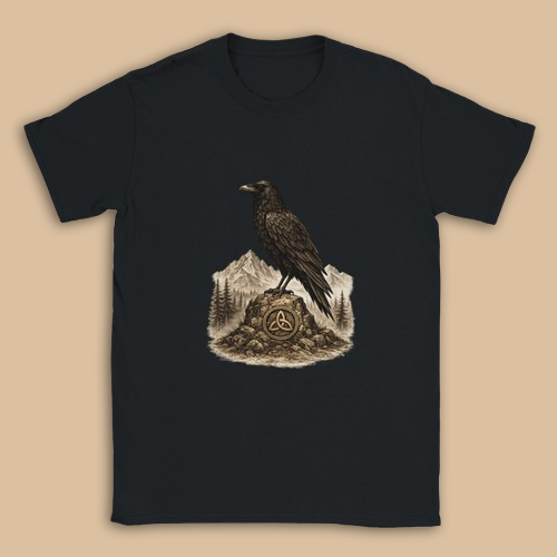 Camiseta Vikinga Raven Unisex – Cuervo Nórdico con Triqueta Celta