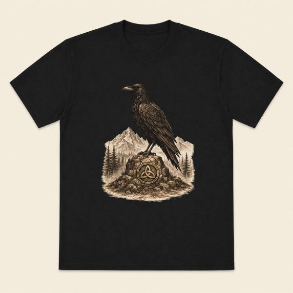 camiseta cuervo negra Camiseta Vikinga Raven Cuervo Nórdico