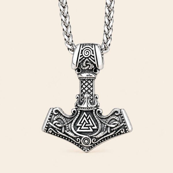 colgante-mjolnir-vikingo-martillo de thor Colgante Mjolnir de Thor con Valknut en acero inoxidable 316L