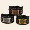 Pulsera Vikinga de Cuero con Símbolo Solar Nórdico